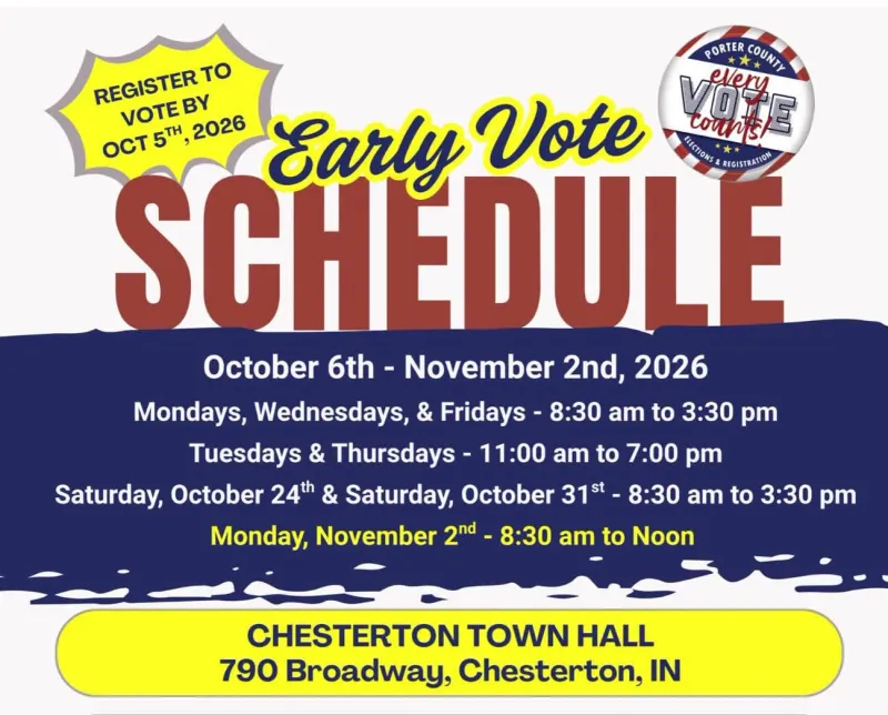 Town of Chesterton reminds Porter County residents of early voting