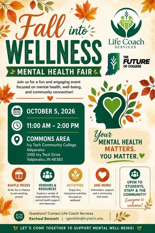 Ivy Tech Valparaiso to Host Fall into Wellness Mental Health Fair Oct. 5