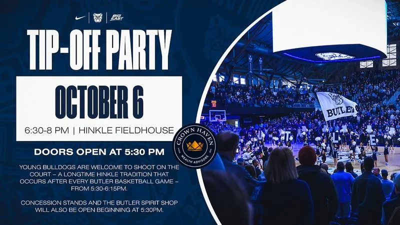 Register for Tuesday's Butler Basketball Tip-Off Party presented by Crown Haven Wealth Advisors