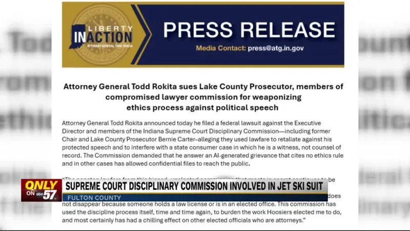 Indiana Supreme Court Disciplinary Commission involved in jet ski lawsuit filed by Attorney General Rokita, Rokita sues in response
