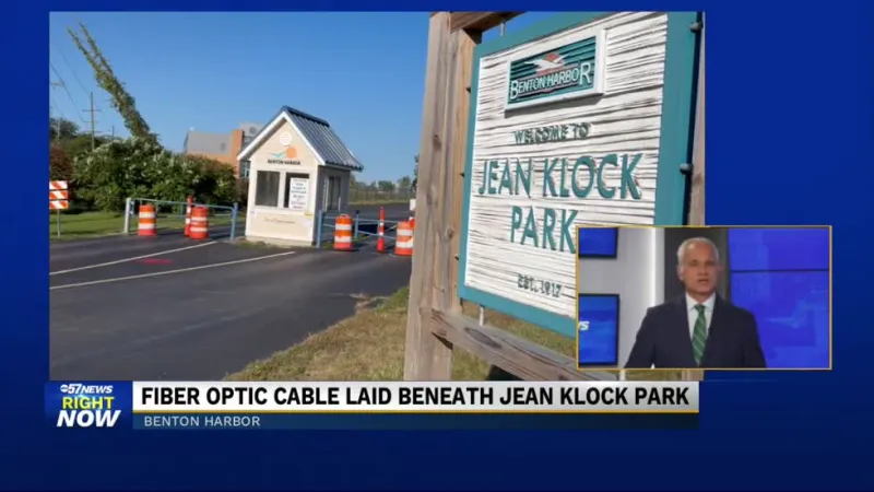 Fiber Optic Cable being installed under Jean Klock Park