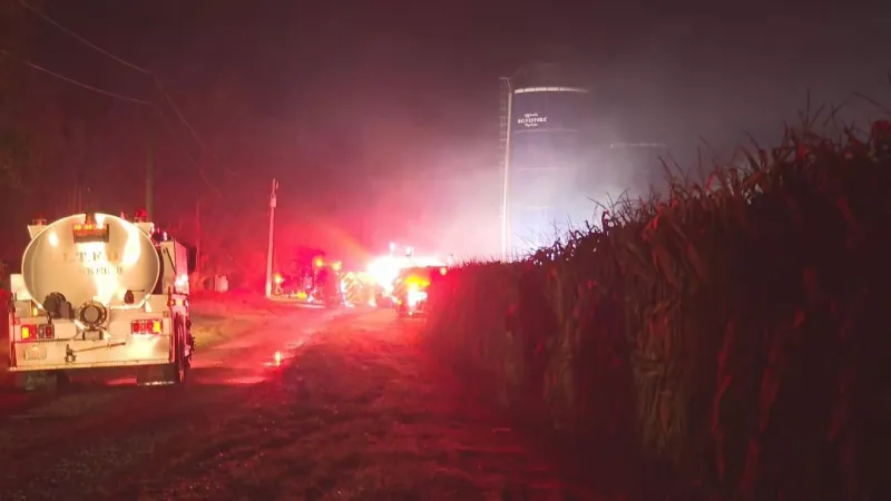 Breaking: Crews battle early morning fire in LaPorte County