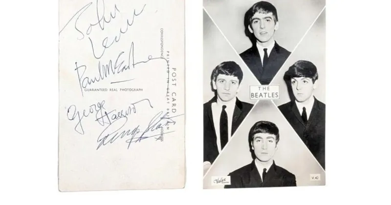Postcard signed by all four Beatles to fetch thousands at auction