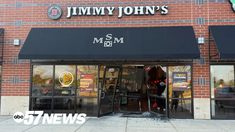 Driver collides into Mishawaka Jimmy John's Wednesday afternoon