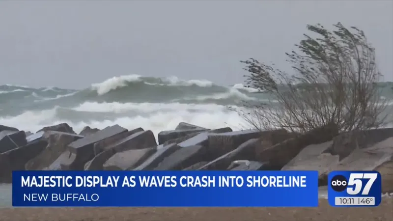 New Buffalo Beach sees ten-foot waves, 40mph wind gusts