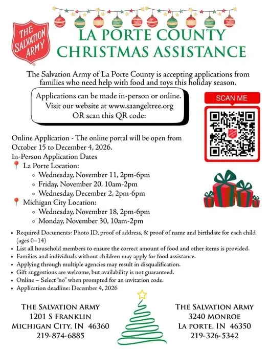 La Porte County Christmas Assistance by The Salvation Army of Michigan City