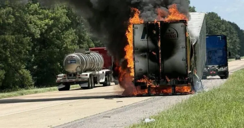 Big rig fire disrupts I-49 southbound traffic in Natchitoches Parish
