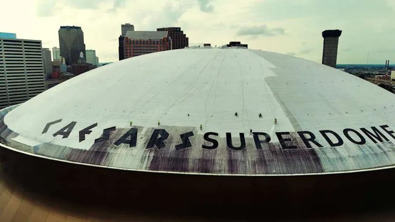 Recap: Pressure washing the Caesars Superdome roof