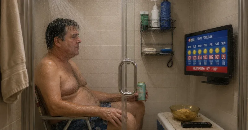 Louisiana Man Decides Living in The Shower is The Only Reasonable Summer Option