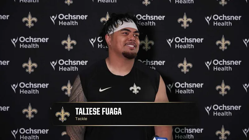 Taliese Fuaga talks first day in pads | Saints Training Camp 2026