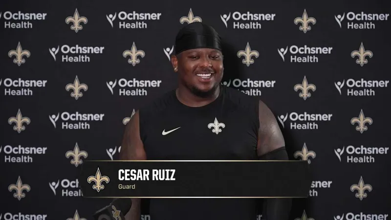 Cesar Ruiz talks run game, first born | Saints Training Camp 2026