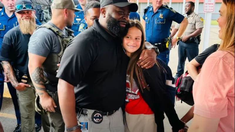 VIDEO: Officers welcome daughter of slain Deputy U.S. Marshal on first day back at school