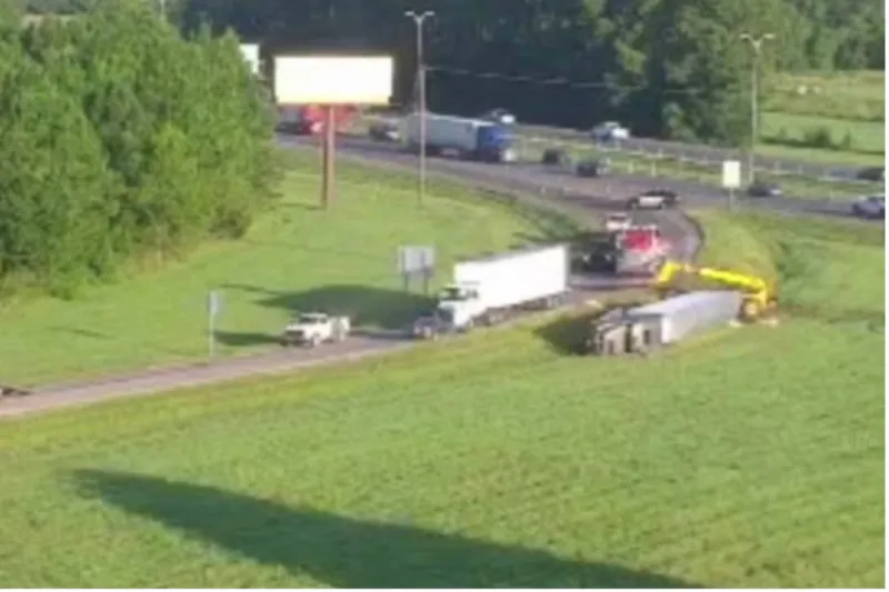 Flipped 18-Wheeler Shuts Down Busy I-10 Exit