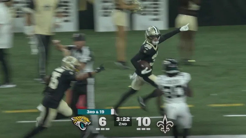 Jayden Price jumps route for 11-yard interception vs. Jaguars