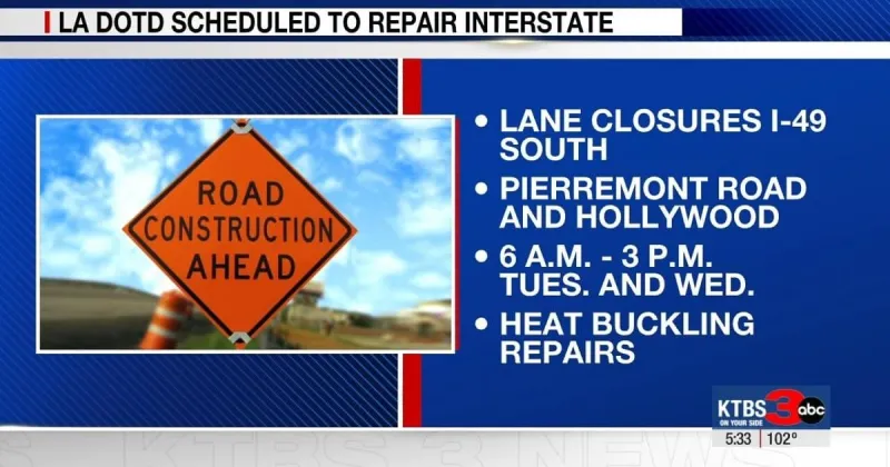 Road work, lane closures expected across Shreveport-Bossier this week