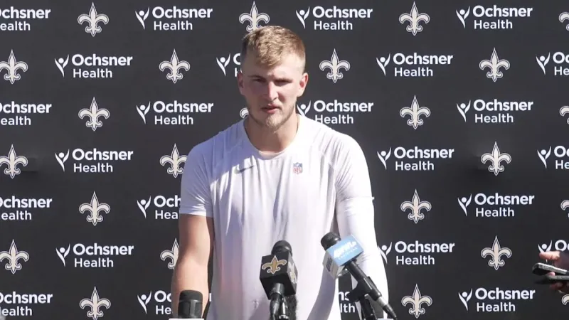 Tyler Shough on red zone work, Jordyn Tyson's injury | Saints Training Camp 2026