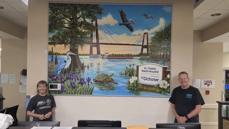 Artist's latest mural leaves colorful mark at hospital