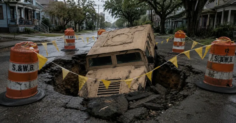 National Guard Withdrawal Delayed Until Last Humvee Freed From New Orleans Pothole