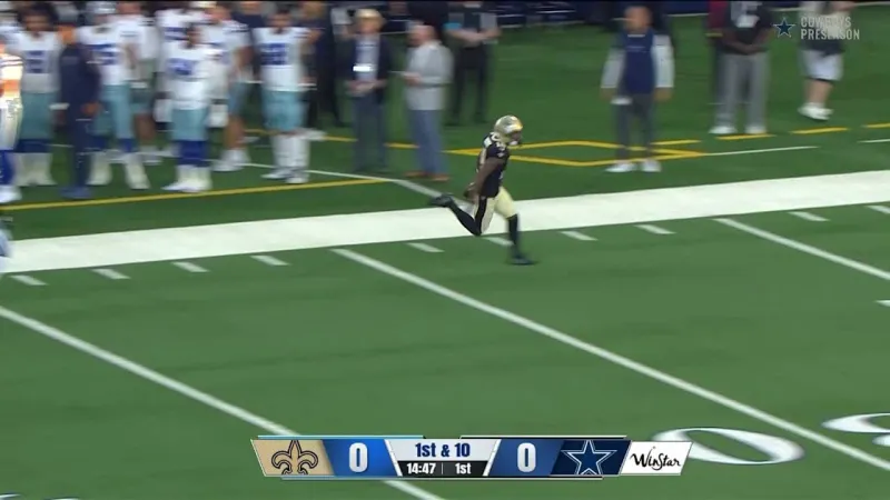 Barion Brown shows speed on the 15-yard gain | Saints-Cowboys Highlights