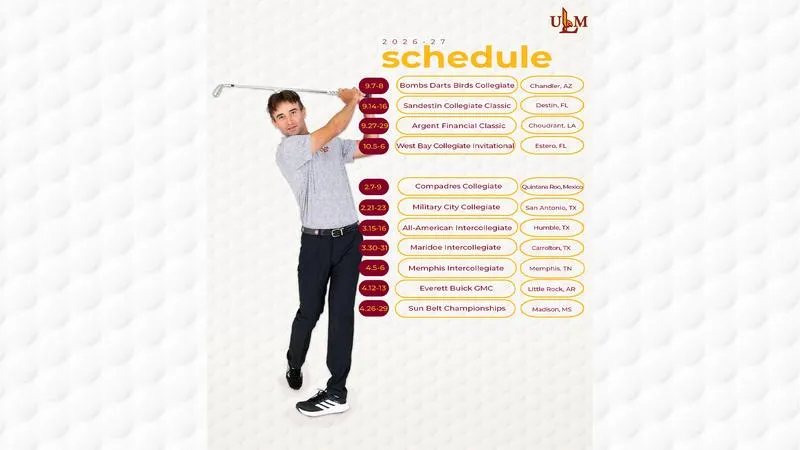 ULM Men's Golf Announces 2026-27 Schedule