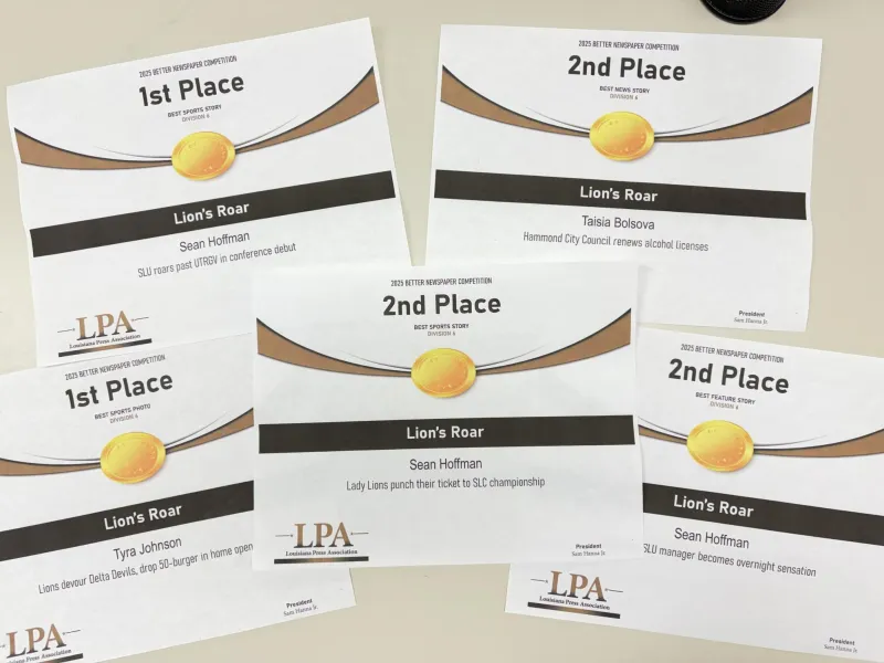 The Lion's Roar staff receive several awards from the Louisiana Press Association