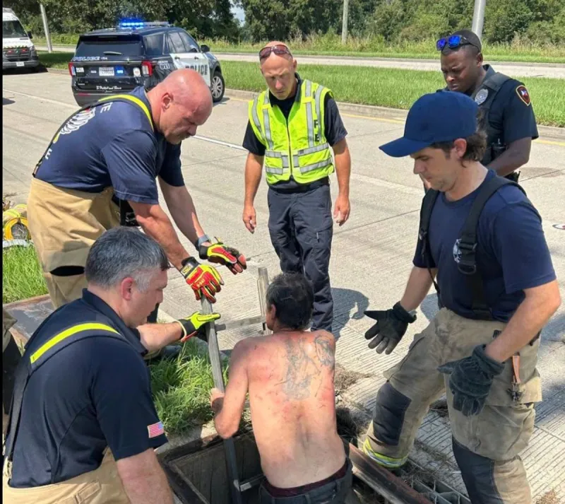 Lafayette Fire Department Rescue Man Trapped in Storm Drain