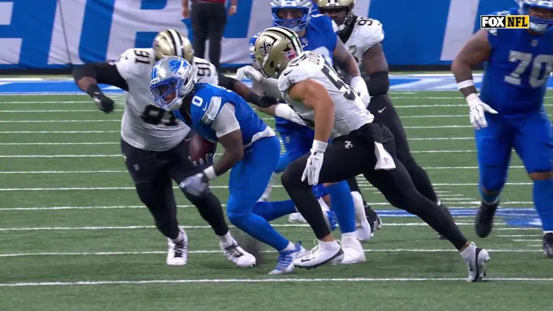 Vernon Broughton HUGE HIT forces fumble | Saints-Lions Highlights