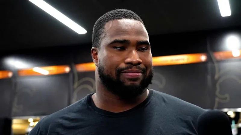 Vernon Broughton on forcing and recovering fumble vs. Lions 9/14/2026