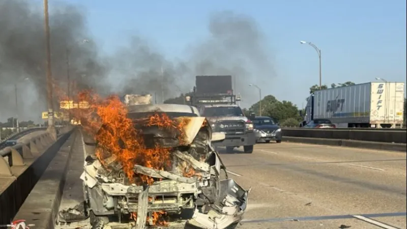 TEAM 2 TRAFFIC: Multi-car crash causes car to catch fire on I-10 eastbound near College Drive
