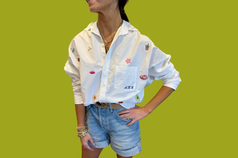 Spotted: NK Boutique's Stitch Story offers personal patches and customizations to a staple white button down