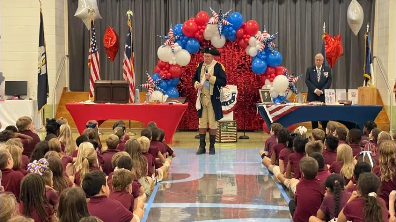 Students at Tanglewood Elementary in Central meet George Washington