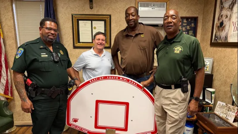 Assumption Parish sheriff's summer program gets basketball goals from UPS workers
