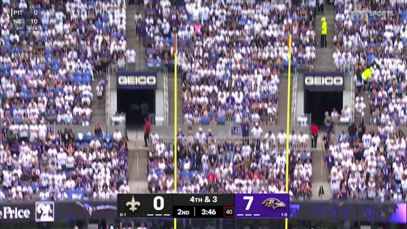 Daniel Carlson's 23-yard field goal puts Saints on the board vs. Ravens