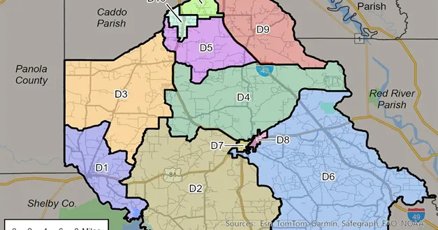 Proposed DeSoto Police Jury map redraws Mansfield, Stonewall districts