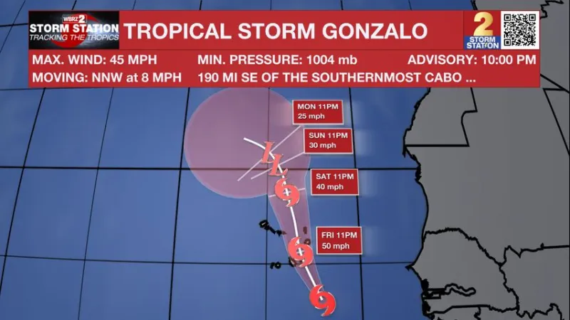 Tropical Storm Gonzalo forms in far eastern Atlantic