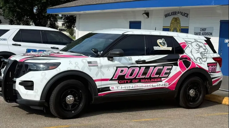 Walker patrol unit redesigned with pink wrap to honor Breast Cancer Awareness Month