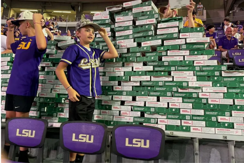 Pizza Box Tower Steals The Show During LSU Blowout