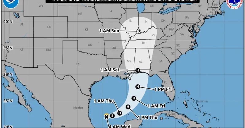 TS Isaias forms in the Gulf as projected track shifts east. Here's the latest forecast.