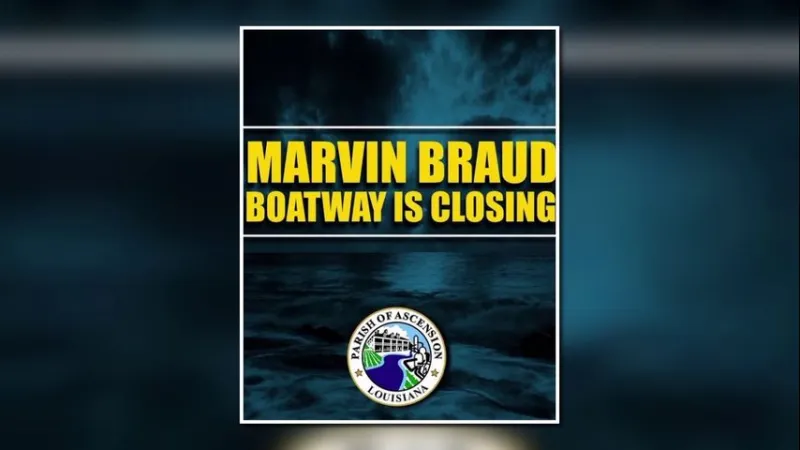 Ahead of Tropical Storm Isaias, Ascension Parish closing Marvin Braud Boatway on Friday