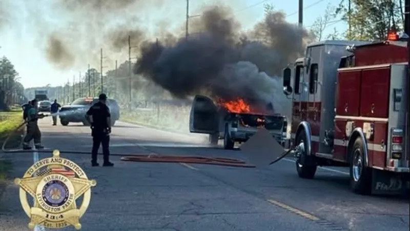 Responders working vehicle fire on Florida Boulevard, down to one lane