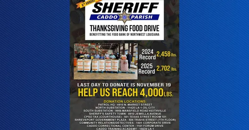 Caddo Parish Sheriff's Office launches eighth annual Thanksgiving food drive