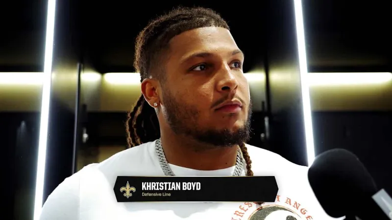 Khristian Boyd talks forced fumble, 3rd-down defense | Saints-Vikings Postgame | 2026 NFL Week 5