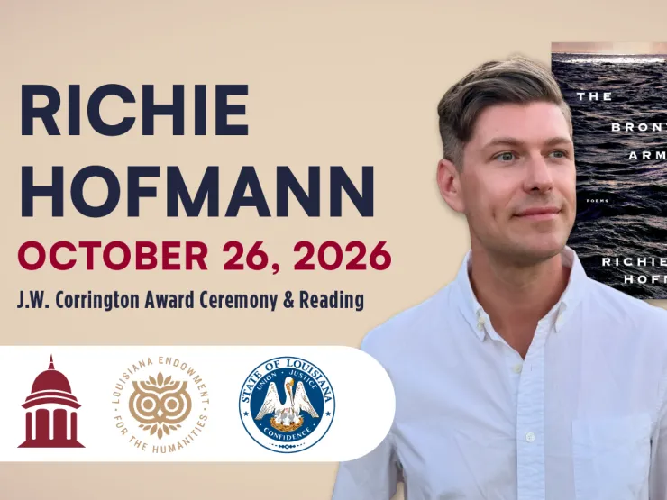 Author and Poet Richie Hofmann to receive 2026 Corrington Award on Oct. 26