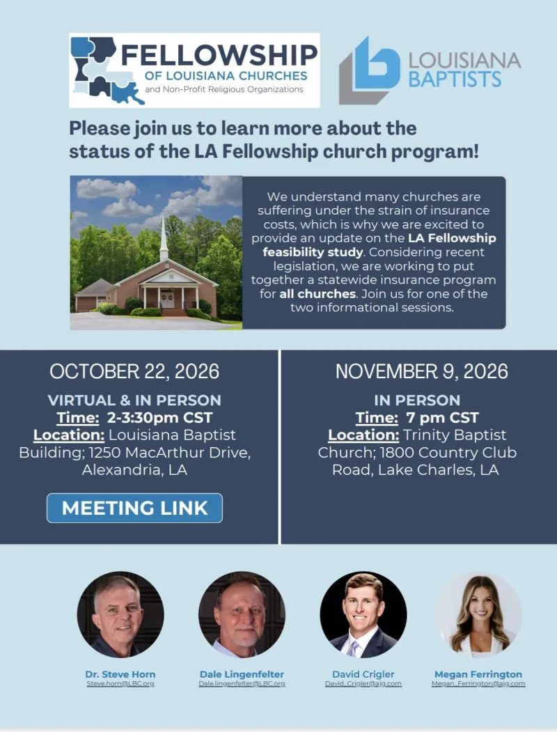 Church insurance informational sessions scheduled
