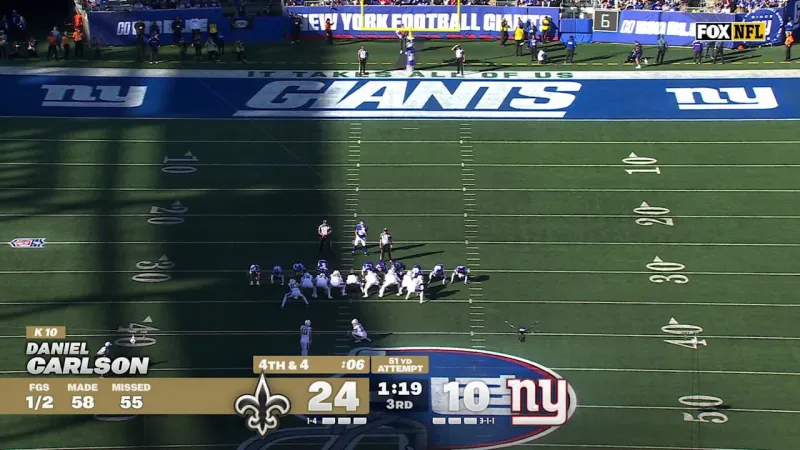 Saints put 3 more points on the board with 51-yard Carlson FG | Saints-Giants Highlights