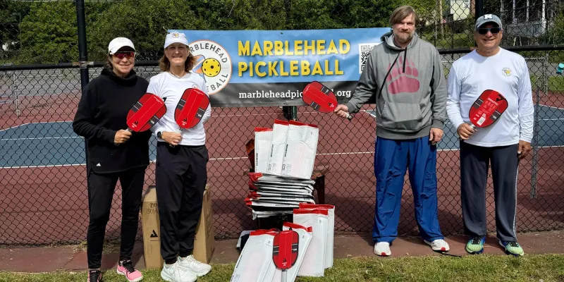 Marblehead Pickleball donates paddles to local schools