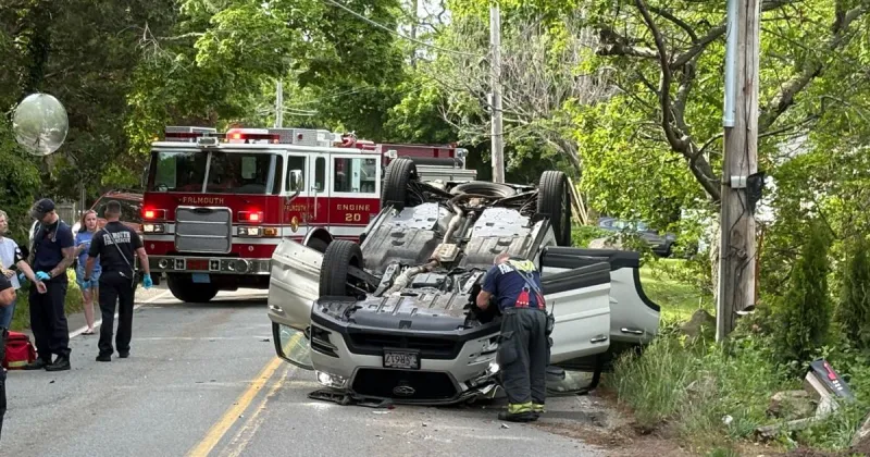 Car Ends Up On Its Roof Following Crash On Carriage Shop Road In Falmouth