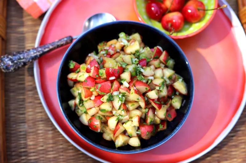Yellow Cherry Salsa with Lime, Scallions & Cilantro