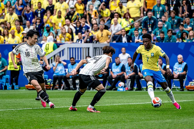 How Brazil beat Japan in the knockout round , according to the data