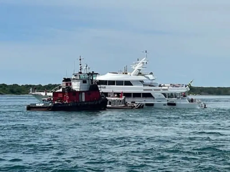 A 127-foot yacht runs aground off the Cape